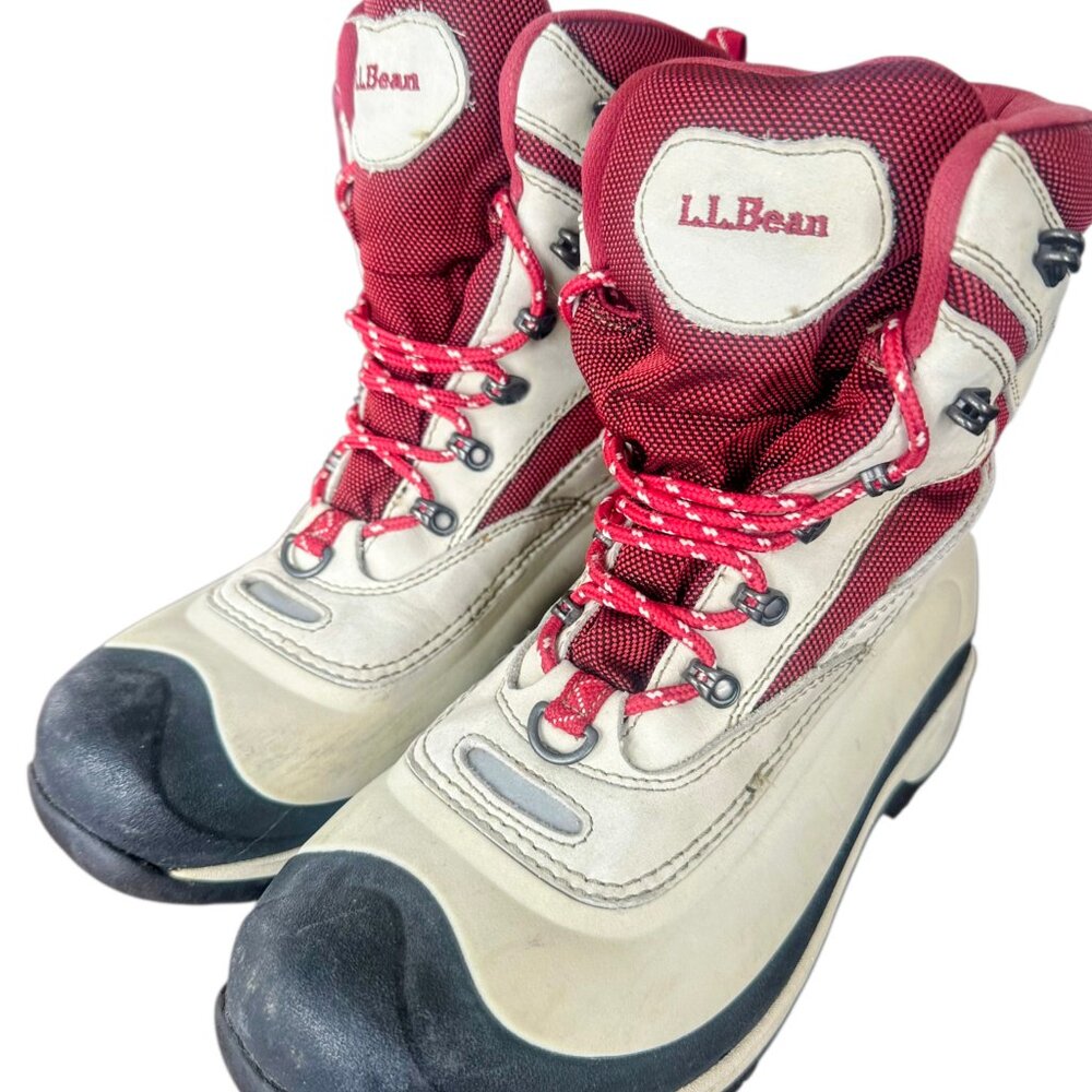 L.L.Bean Women’s Winter Boots Size 9 M Waterproof Insulated Hiking Snow Red Tan